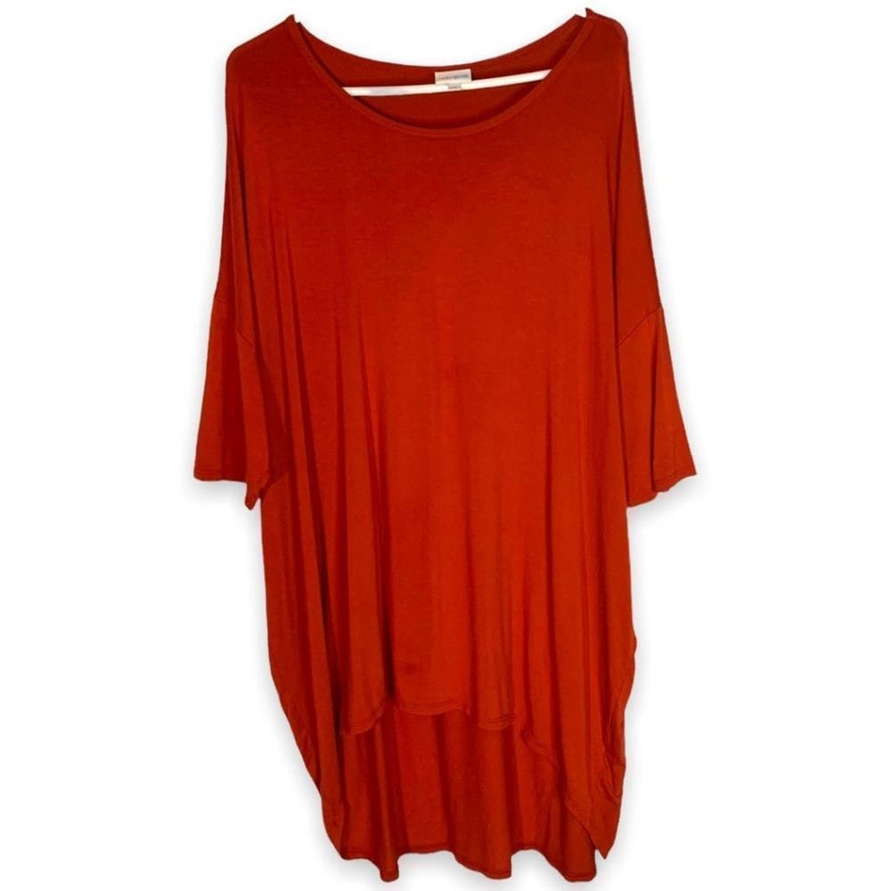 LuLaRoe Women's Plus Size 2XL Orange Soft Stretchy Jersey Knit High Low Blouse